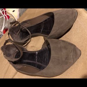 Brown Suede Ankle Buckle Flats